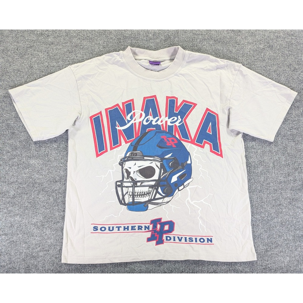 Inaka Power Southern Division Skull Football Helmet Graphic T-Shirt Gray Mens M